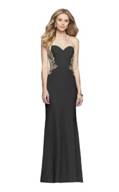 Faviana - S10304 Strapless Floral Embroidered Illusion Sheath Gown