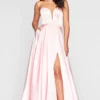 Faviana - S10428 Illusion Plunging Sweetheart Neck Satin Gown
