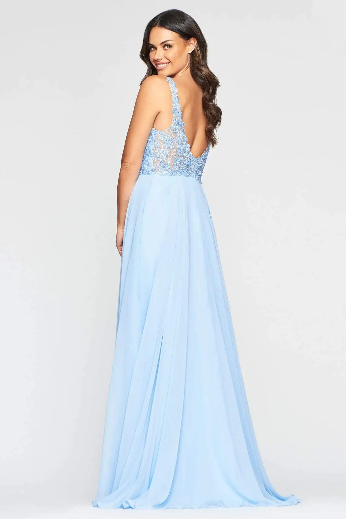 Faviana - S10432 Beaded Lace Square A-Line Dress 4 Faviana - S10432 Beaded Lace Square A-Line Dress - Image 4