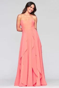 Faviana - S10434 Ruffled Scoop A-Line Evening Dress