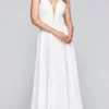 Faviana - S10435 Illusion Plunging V Neck Beaded Waist A-Line Dress