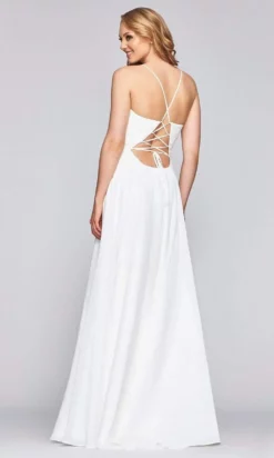Faviana - S10435 Illusion Plunging V Neck Beaded Waist A-Line Dress -Hot Sale WEDDING Store faviana s10435 illusion plunging v neck beaded waist a line dress prom dresses 28325590532179