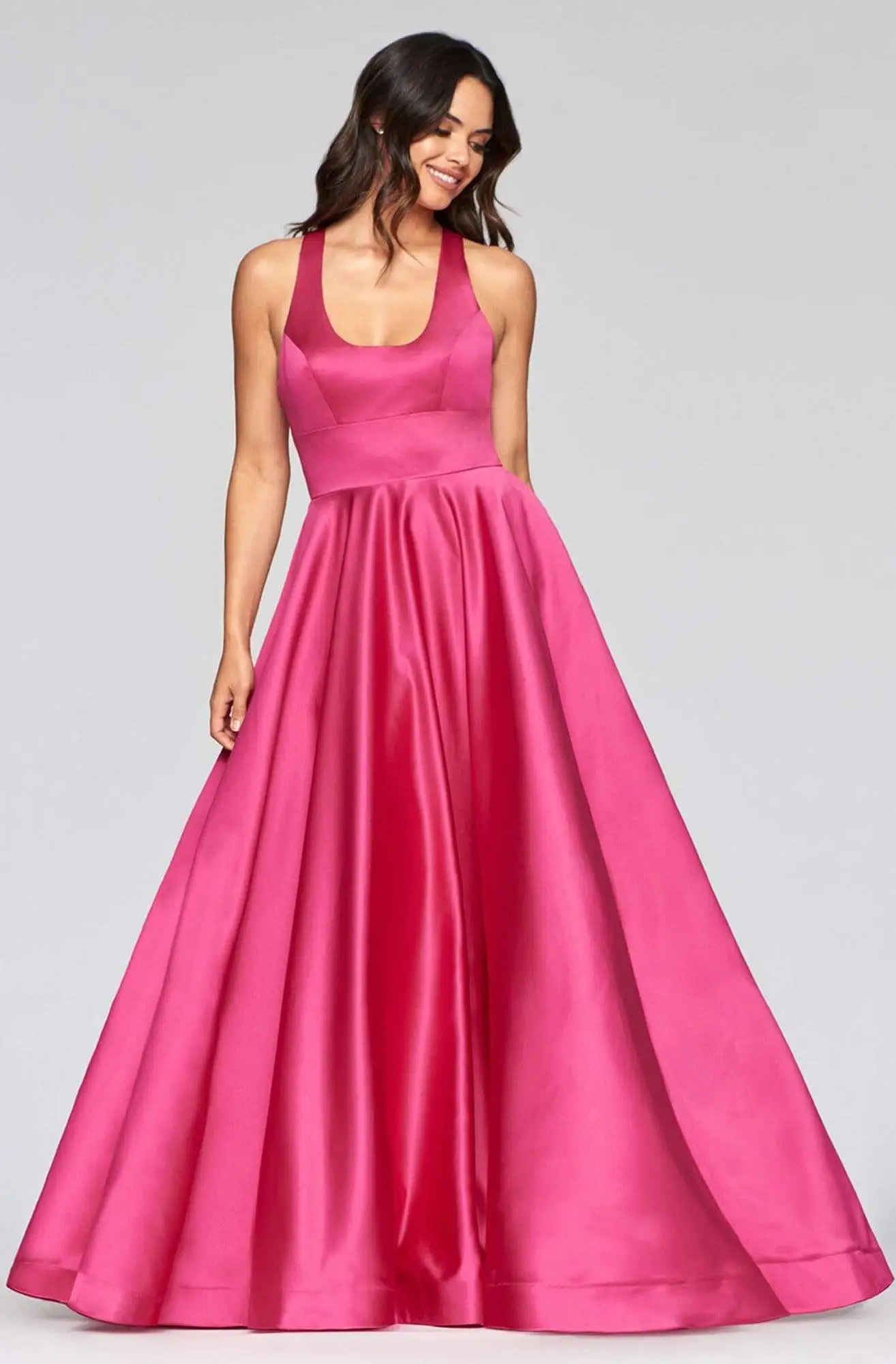 Faviana - S10441 Scoop Neck Satin A-line Gown 3 Faviana - S10441 Scoop Neck Satin A-line Gown - Image 3