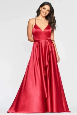 Faviana - S10460 Asymmetrical Wrap High Slit Satin Dress -Hot Sale WEDDING Store faviana s10460 asymmetrical wrap high slit satin dress prom dresses 00 red 13420151308371
