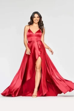 Faviana - S10460 Asymmetrical Wrap High Slit Satin Dress -Hot Sale WEDDING Store faviana s10460 asymmetrical wrap high slit satin dress prom dresses 13420151242835