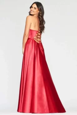 Faviana - S10460 Asymmetrical Wrap High Slit Satin Dress -Hot Sale WEDDING Store faviana s10460 asymmetrical wrap high slit satin dress prom dresses 13420151275603