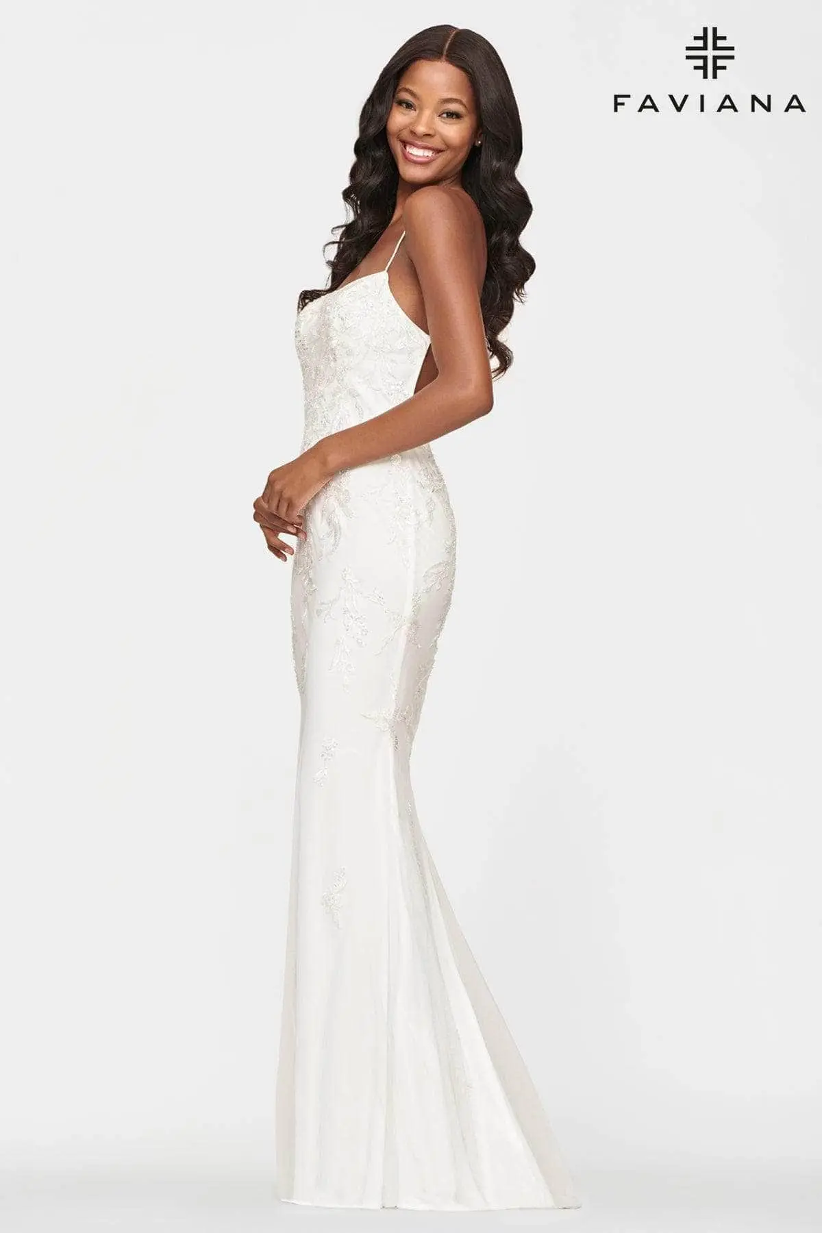 Faviana - S10634 Sleeveless Lace Appliqued Gown 6 Faviana - S10634 Sleeveless Lace Appliqued Gown - Image 6