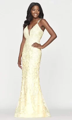 Faviana - S10662 V-Neck Floral Lace Gown -Hot Sale WEDDING Store faviana s10662 v neck floral lace gown prom dresses 29481456992339