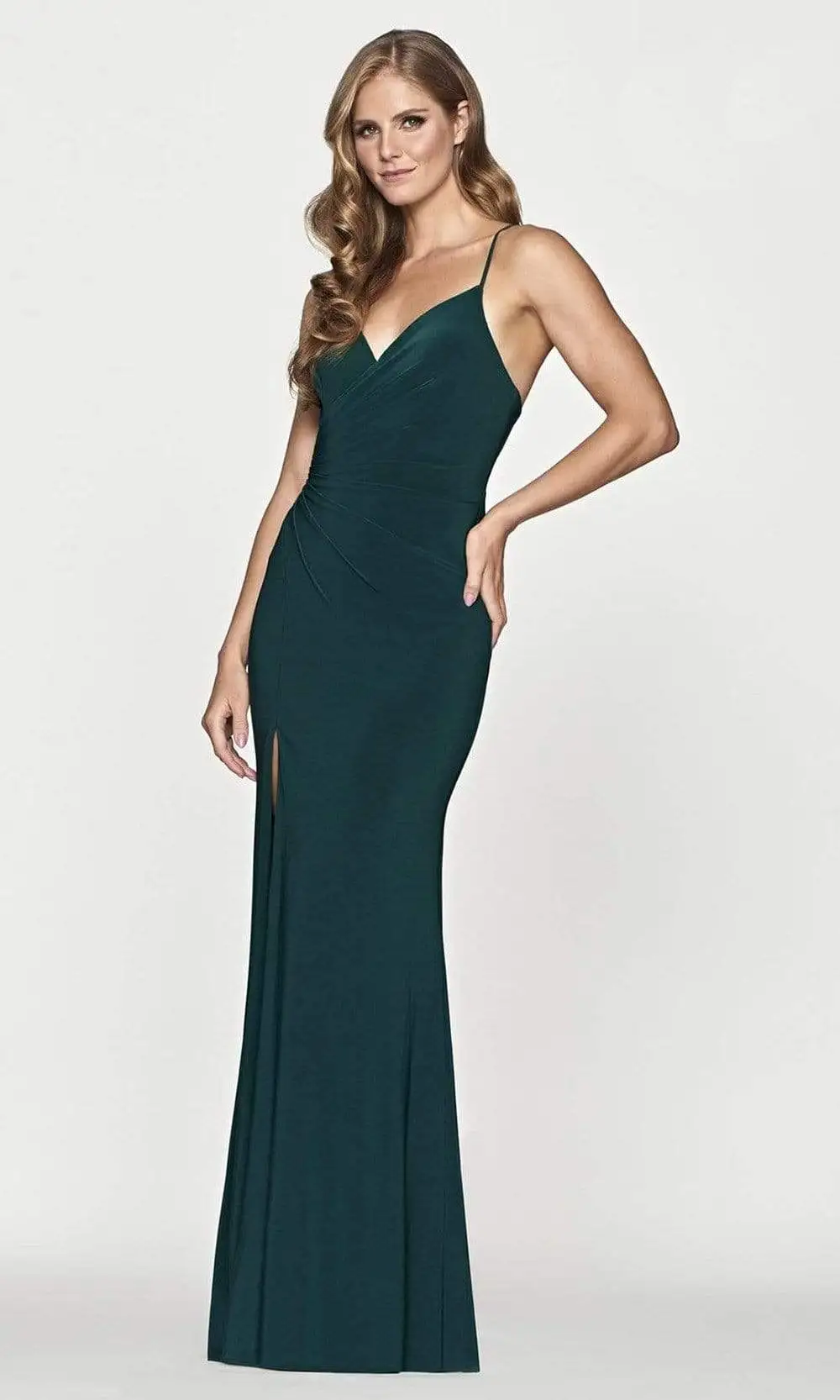 Faviana - S10685 V-Neck Ruched Jersey Gown 3 Faviana - S10685 V-Neck Ruched Jersey Gown - Image 3