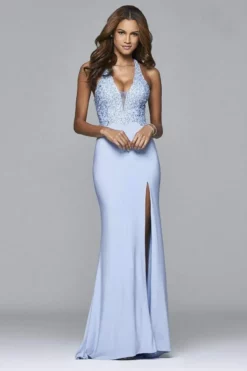 Faviana - S7908 Long Ball Gown With Beading And Fit And Flare Skirt