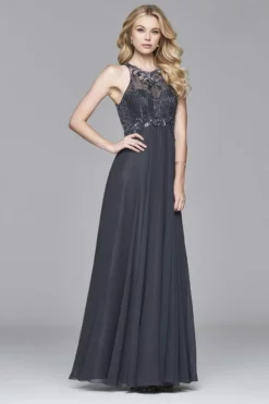 Faviana - S7989 Long Chiffon Dress With Bead Detailing