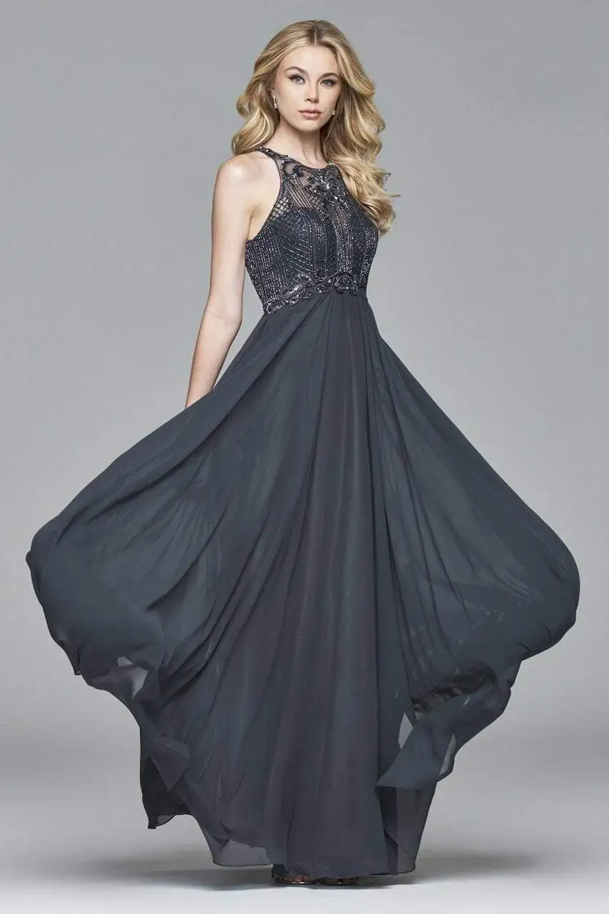 Faviana - S7989 Long Chiffon Dress With Bead Detailing 3 Faviana - S7989 Long Chiffon Dress With Bead Detailing - Image 3