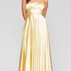 Faviana - Strappy Open Charmeuse Prom Dress S10211 - 1 Pc Buttercream In Size 8 Available