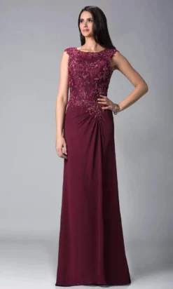 Feriani Couture - 18402 Embellished Cap Sleeve Column Gown