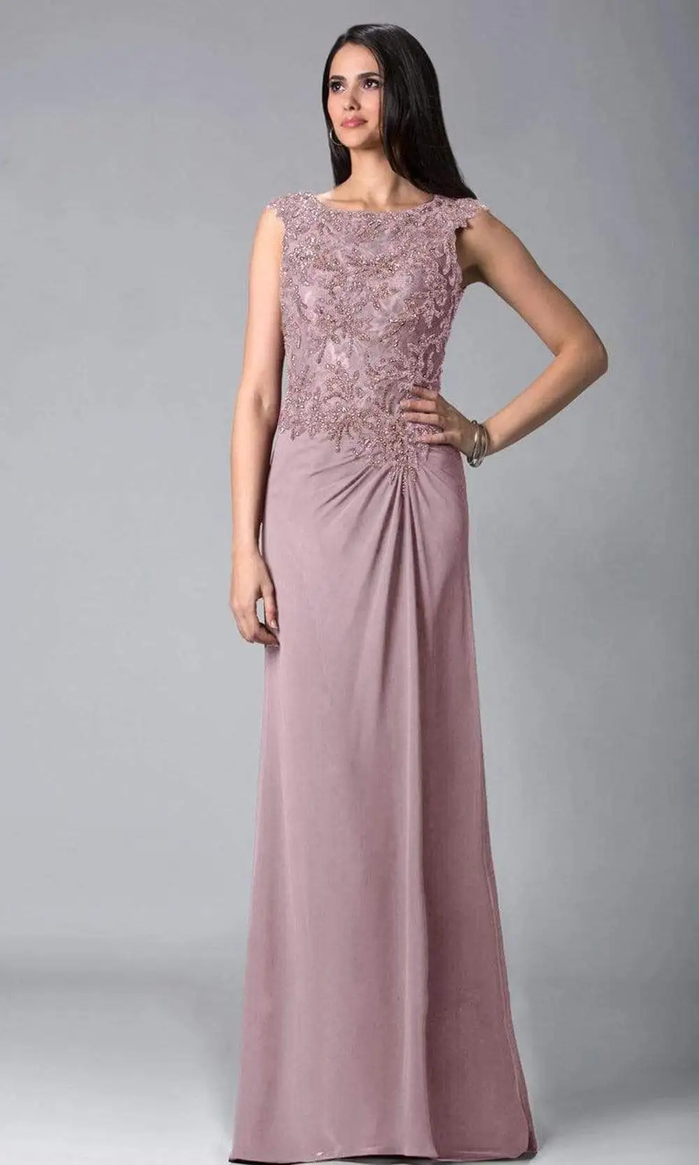 Feriani Couture - 18402 Embellished Cap Sleeve Column Gown 3 Feriani Couture - 18402 Embellished Cap Sleeve Column Gown - Image 3
