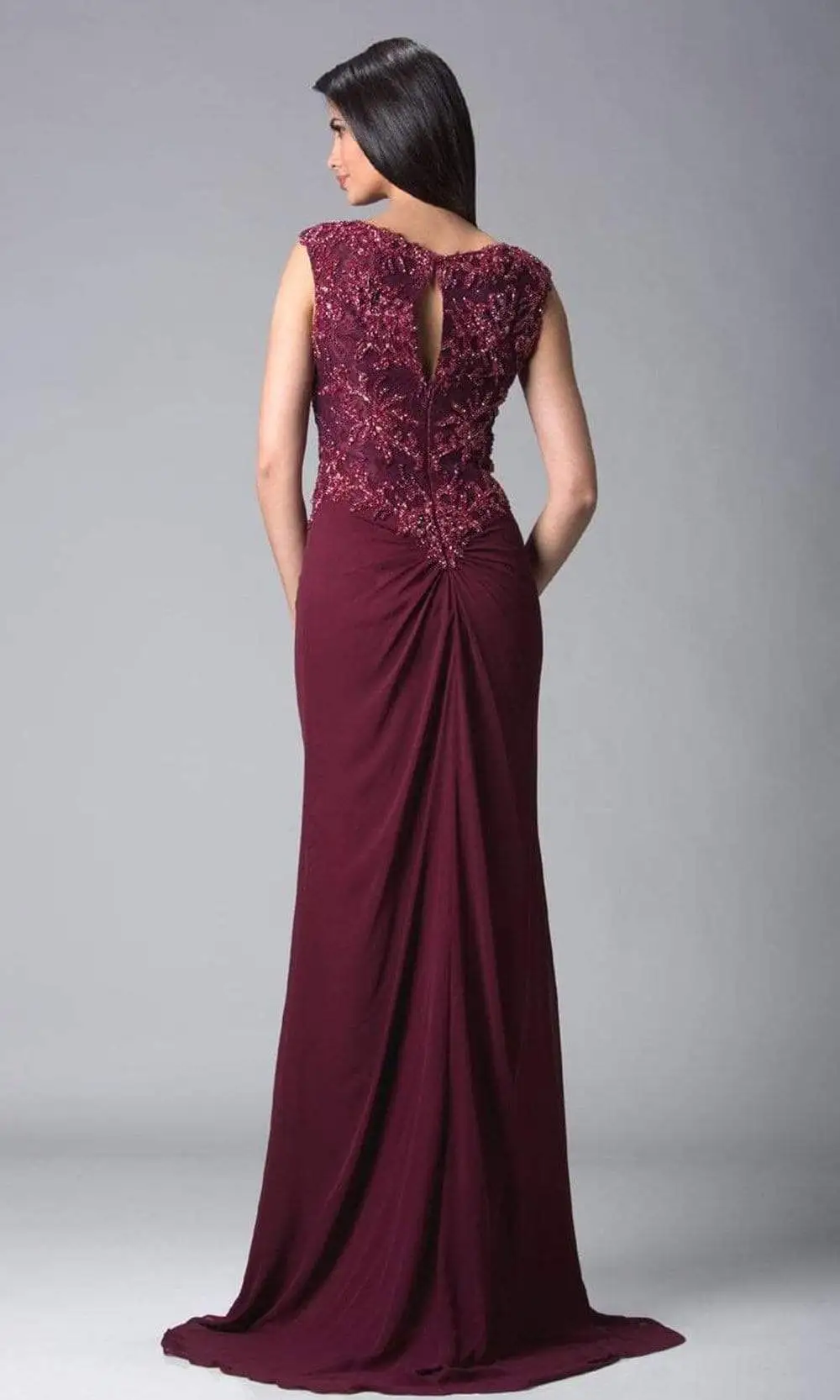 Feriani Couture - 18402 Embellished Cap Sleeve Column Gown 2 Feriani Couture - 18402 Embellished Cap Sleeve Column Gown - Image 2