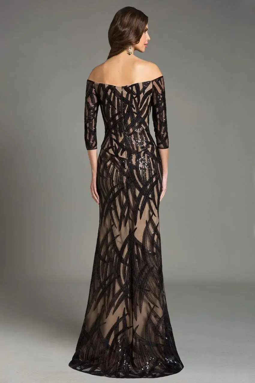 Feriani Couture - 18528 Printed Off Shoulder Long Gown 2 Feriani Couture - 18528 Printed Off Shoulder Long Gown - Image 2