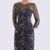 Feriani Couture - 18717 Quarter Length Sleeve Floral Lace Sheath Dress