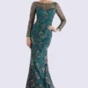 Feriani Couture - 18718 Floral Lace Long Sleeve Sheath Dress
