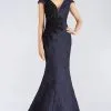 Feriani Couture - 18957 Beaded Appliques Plunging V-Neck Gown