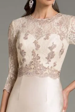 Feriani Couture - Quarter Sleeve Illusion Lace Appliqued Dress 18503 - 1 Pc Silver In Size 10 Available -Hot Sale WEDDING Store feriani couture quarter sleeve illusion lace appliqued dress 18503 1 pc silver in size 10 available ccsale 7103192268883