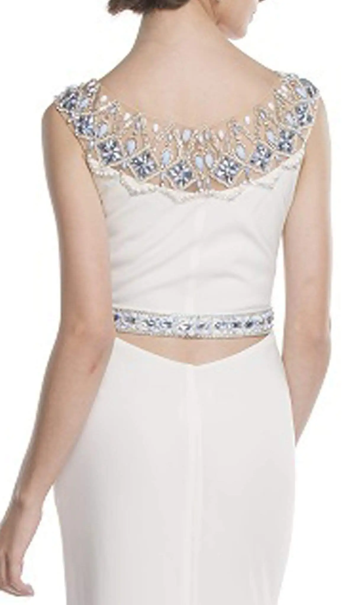 Aspeed Design - Fitted Illusion Bateau Evening Dress 4 Aspeed Design - Fitted Illusion Bateau Evening Dress - Image 4