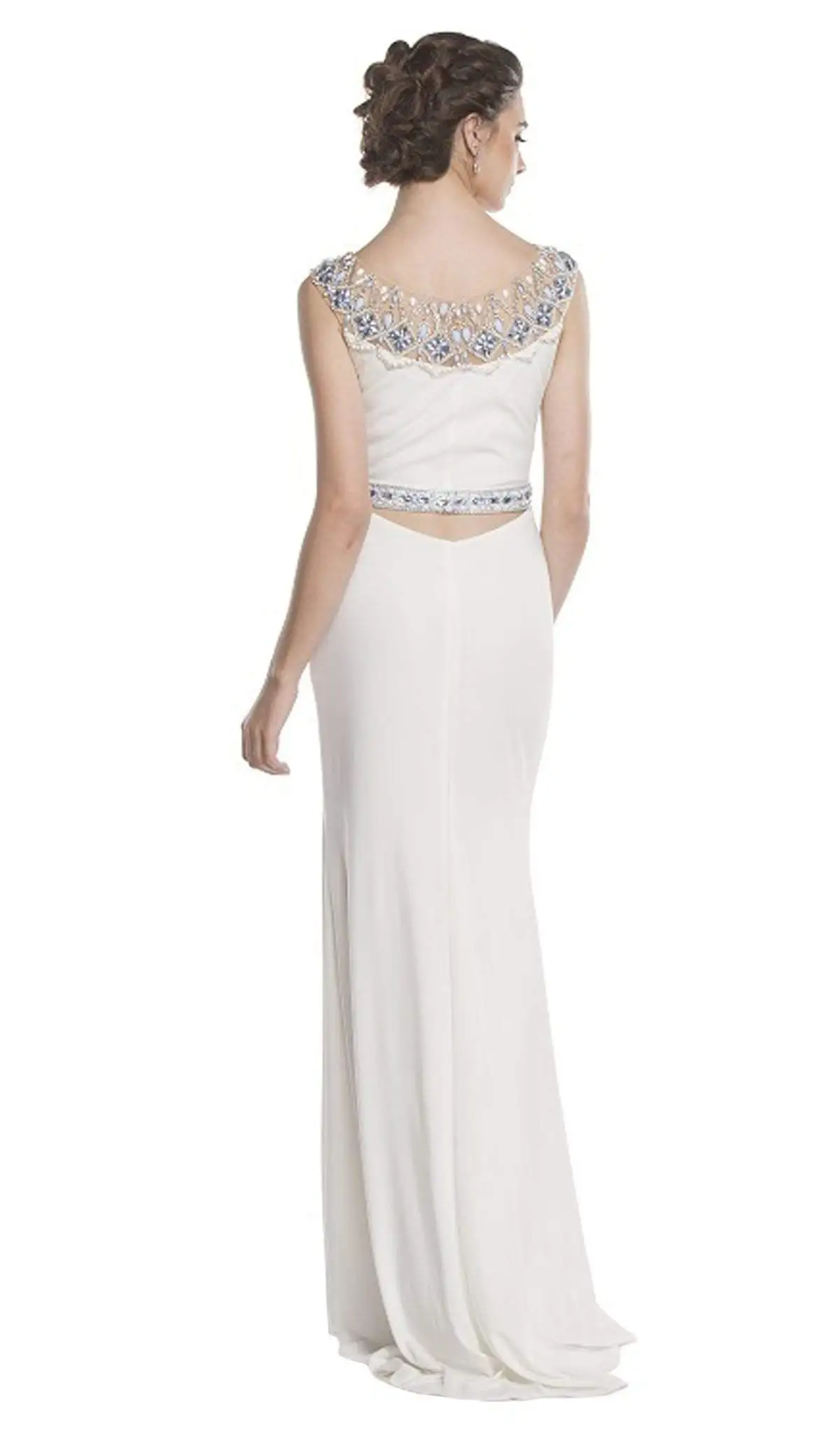 Aspeed Design - Fitted Illusion Bateau Evening Dress 2 Aspeed Design - Fitted Illusion Bateau Evening Dress - Image 2