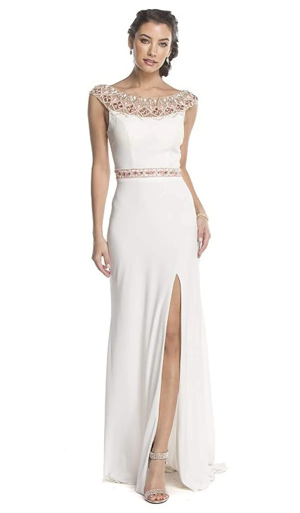 Aspeed Design - Fitted Illusion Bateau Evening Dress 5 Aspeed Design - Fitted Illusion Bateau Evening Dress - Image 5