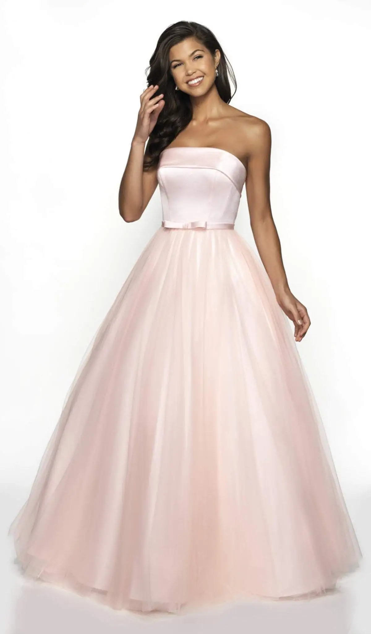 Blush By Alexia Designs Flair Prom - 19022 Strapless Satin Bodice Bow Accent Tulle A-Line Gown 1 Blush By Alexia Designs Flair Prom - 19022 Strapless Satin Bodice Bow Accent Tulle A-Line Gown