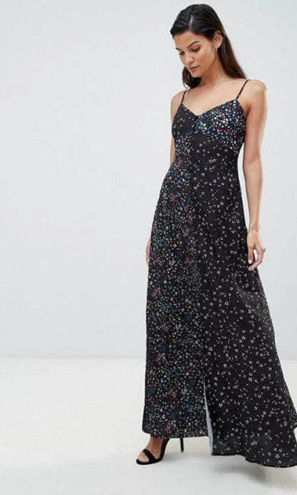 French Connection 71KBP - Dual Floral Fabric Sleeveless Maxi Dress 1 French Connection 71KBP - Dual Floral Fabric Sleeveless Maxi Dress