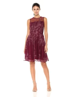 Gabby Skye - 17449MU Floral Metallic A-Line Cocktail Dress