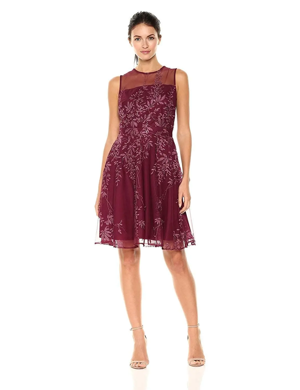 Gabby Skye - 17449MU Floral Metallic A-Line Cocktail Dress 1 Gabby Skye - 17449MU Floral Metallic A-Line Cocktail Dress
