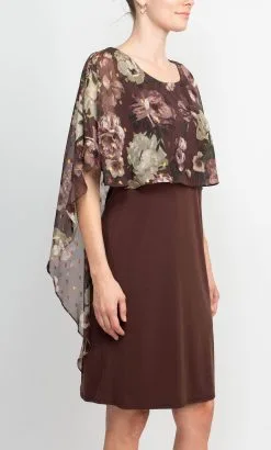 Glamour GBF180 - Floral Cape Accented Scoop Neck Cocktail Dress -Hot Sale WEDDING Store glamour gbf180 floral cape accented scoop neck cocktail dress cocktail dresses 32279134994515