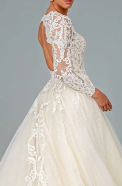 GLS By Gloria - GL1804 Embroidered Plunging V-neck A-line Gown -Hot Sale WEDDING Store gls by gloria gl1804 embroidered plunging v neck a line gown wedding dresses 28260481007699