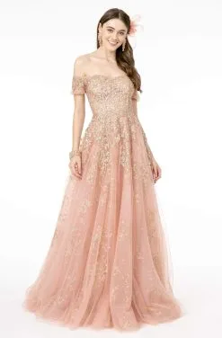 GLS By Gloria - GL1805 Embellished Glitter A-Line Dress -Hot Sale WEDDING Store gls by gloria gl1805 embellished glitter a line dress prom dresses 28260471275603