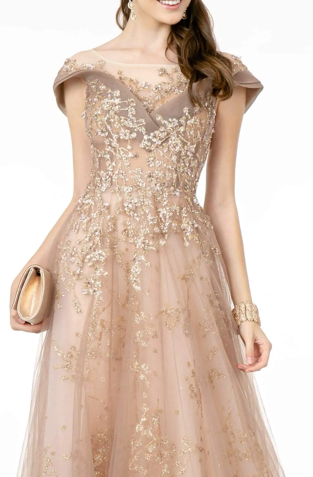 GLS By Gloria - GL1806 Glitter Embellished Illusion A-Line Dress 3 GLS By Gloria - GL1806 Glitter Embellished Illusion A-Line Dress - Image 3