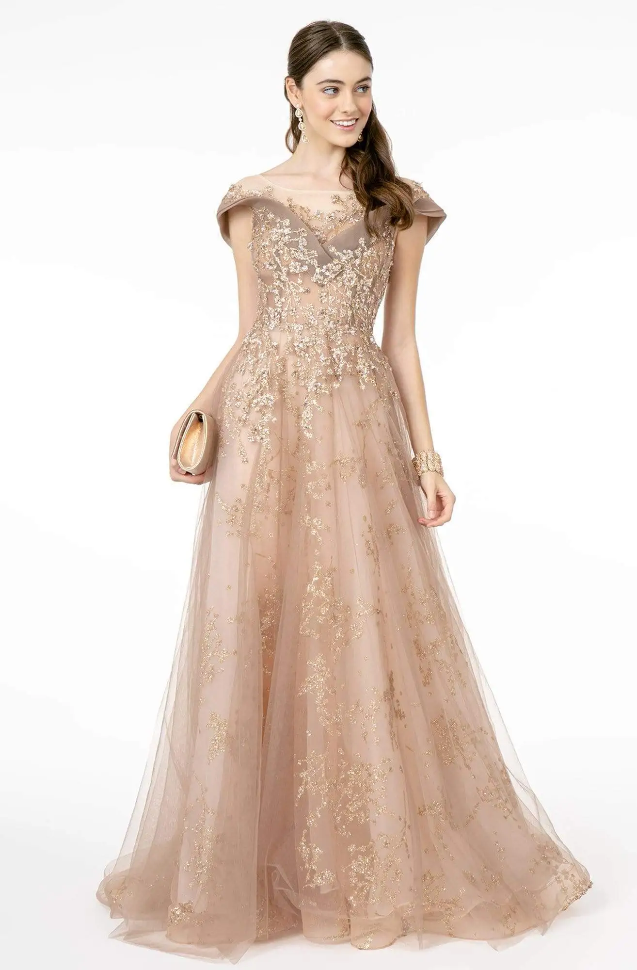 GLS By Gloria - GL1806 Glitter Embellished Illusion A-Line Dress 1 GLS By Gloria - GL1806 Glitter Embellished Illusion A-Line Dress