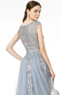 GLS By Gloria - GL1808 Embroidered Scoop Dress With Overskirt -Hot Sale WEDDING Store gls by gloria gl1808 embroidered scoop dress with overskirt evening dresses 28259443277907