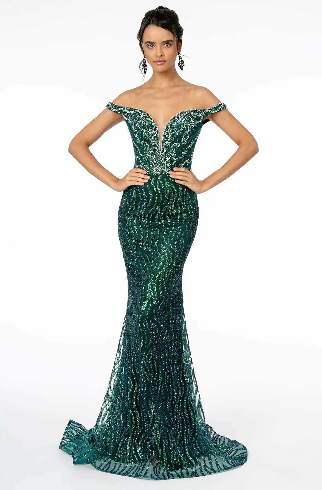 GLS By Gloria - GL1818 Plunging Off Shoulder Jeweled Mermaid Gown 4 GLS By Gloria - GL1818 Plunging Off Shoulder Jeweled Mermaid Gown - Image 4