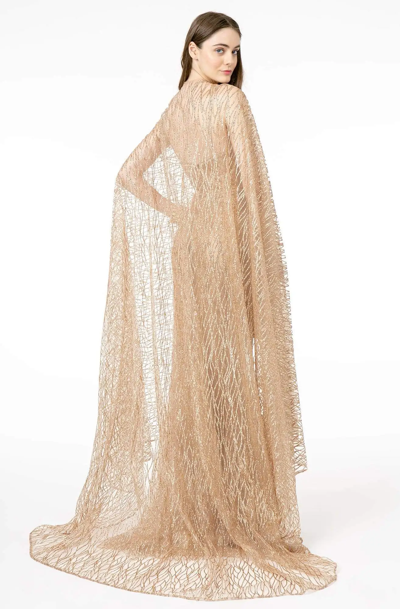 GLS By Gloria - GL1830 Glitter Embellished Mermaid Dress With Cape 5 GLS By Gloria - GL1830 Glitter Embellished Mermaid Dress With Cape - Image 5