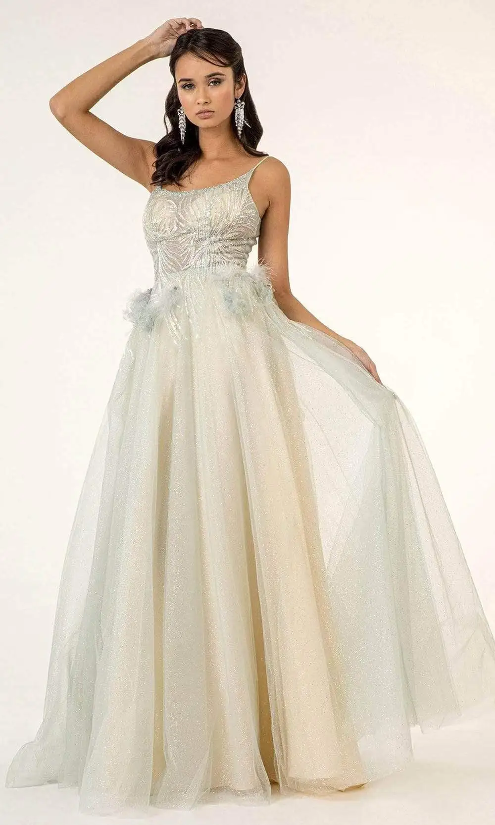 GLS By Gloria - GL1924 Sequin Embellished Fringe A-Line Dress 1 GLS By Gloria - GL1924 Sequin Embellished Fringe A-Line Dress