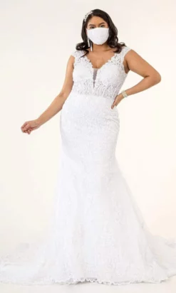 GLS By Gloria Bridal GLS By Gloria - GL1934 Plunging V Neck Mermaid Dress