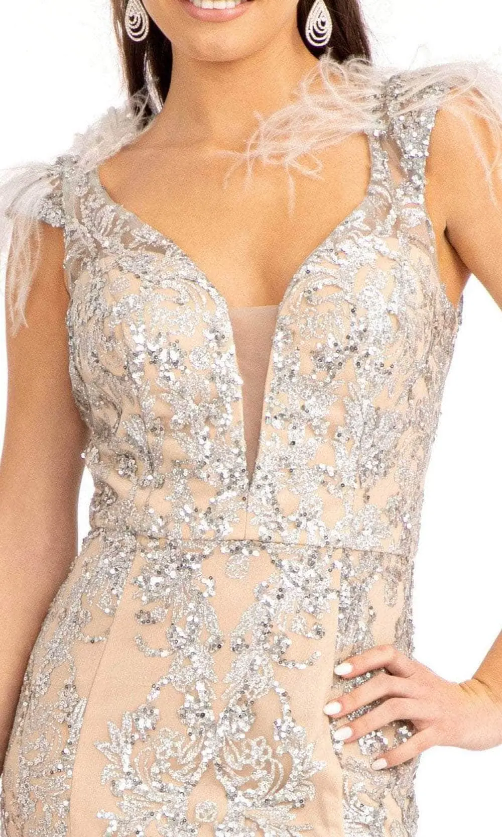 GLS By Gloria GL1983 - Feathered Glitter Mermaid Evening Dress 8 GLS By Gloria GL1983 - Feathered Glitter Mermaid Evening Dress - Image 8