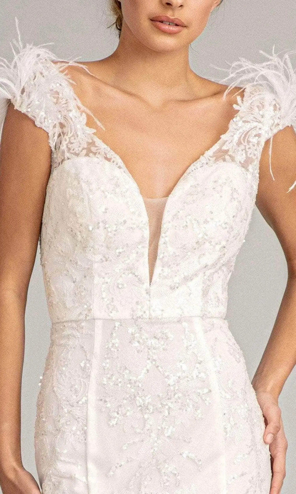 GLS By Gloria GL1983 - Feathered Glitter Mermaid Evening Dress 12 GLS By Gloria GL1983 - Feathered Glitter Mermaid Evening Dress - Image 12