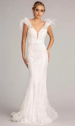 GLS By Gloria GL1983 - Feathered Glitter Mermaid Evening Dress 22 GLS By Gloria GL1983 - Feathered Glitter Mermaid Evening Dress -Hot Sale WEDDING Store gls by gloria gl1983 feathered glitter mermaid evening dress special occasion dress xs white 30082286583891