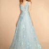 GLS By Gloria - GL2564 Floral Embroidered Illusion A-Line Gown