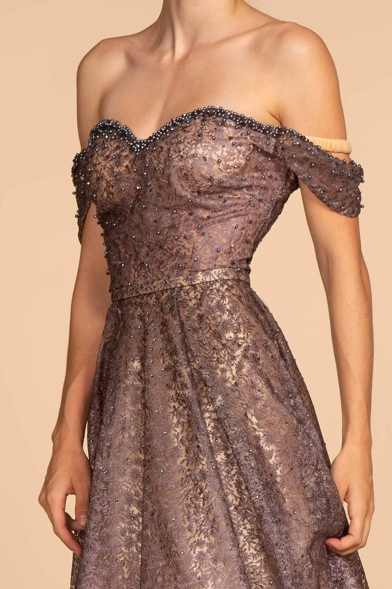 GLS By Gloria - GL2570 Embellished Lace Off-Shoulder A-line Gown 3 GLS By Gloria - GL2570 Embellished Lace Off-Shoulder A-line Gown - Image 3