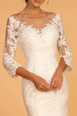 GLS By Gloria - GL2592 Lace Quarter Length Sleeve Mermaid Dress -Hot Sale WEDDING Store gls by gloria gl2592 lace quarter length sleeve mermaid dress wedding dresses 28827973812307