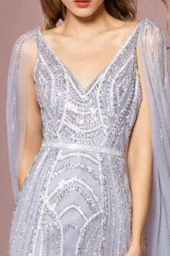 GLS By Gloria - GL2699 Embellished V-neck Tulle A-line Dress -Hot Sale WEDDING Store gls by gloria gl2699 embellished v neck tulle a line dress special occasion dress 7587836493907