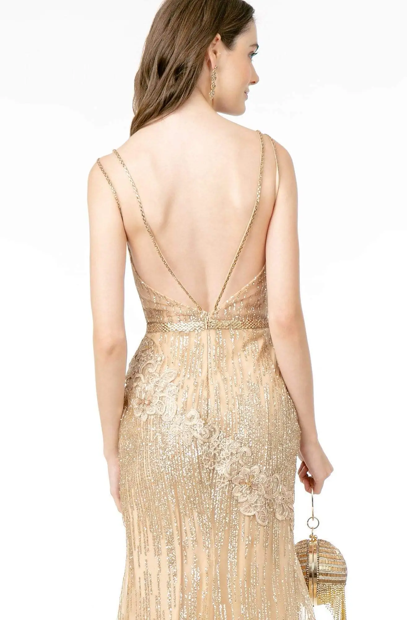 GLS By Gloria - GL2889 Plunging Floral Embroidered Mermaid Gown 4 GLS By Gloria - GL2889 Plunging Floral Embroidered Mermaid Gown - Image 4